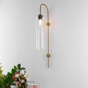 LED Cylinder Wall Light Modern Brass Glass Sconce for Bedroom