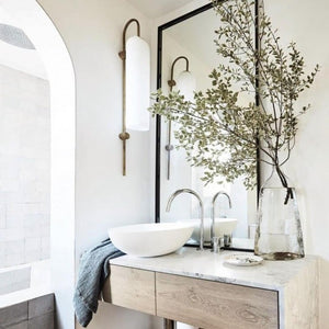 LED Cylinder Wall Light Modern Brass Glass Sconce for Bedroom