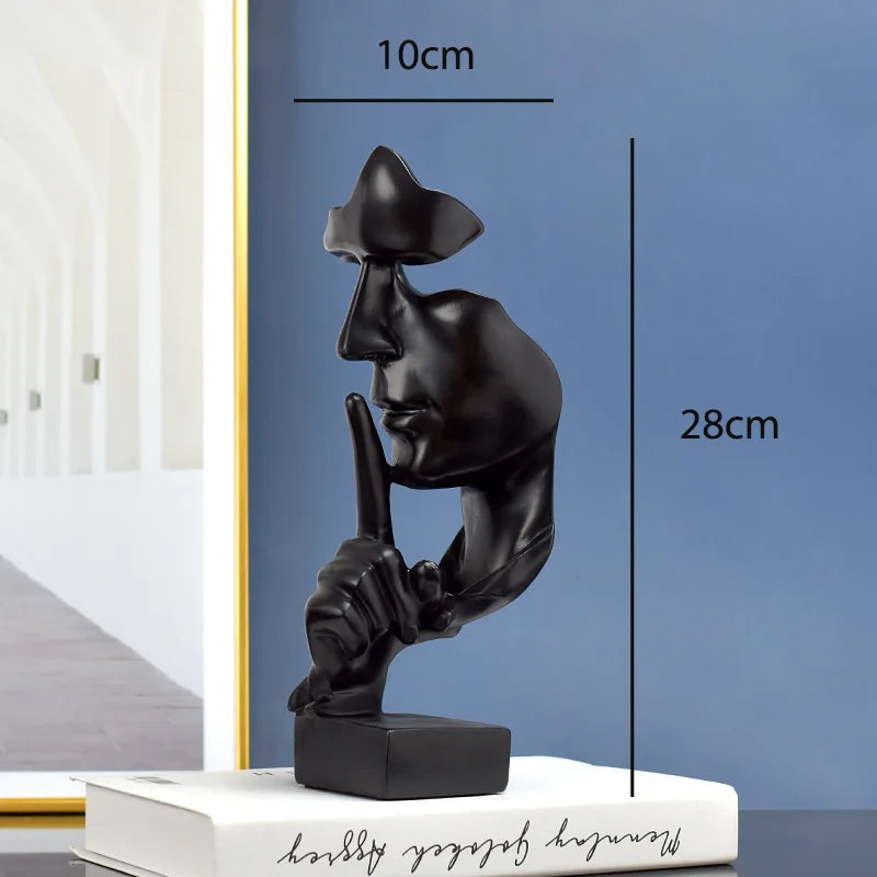Abstract Resin Thinker Statue – Silence Is Golden Figurine Decor