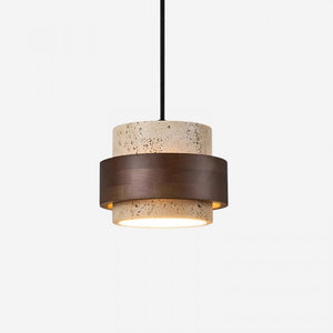 Natural Travertine Cylinder Pendant Light