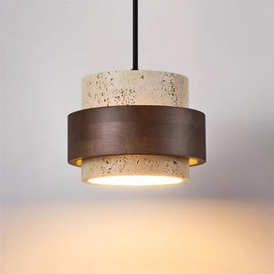 Natural Travertine Cylinder Pendant Light