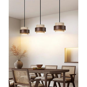 Natural Travertine Cylinder Pendant Light