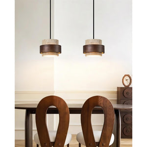 Natural Travertine Cylinder Pendant Light