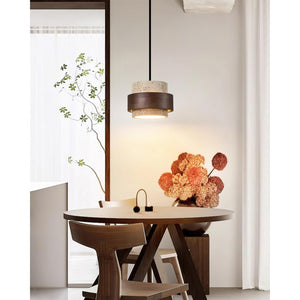 Natural Travertine Cylinder Pendant Light