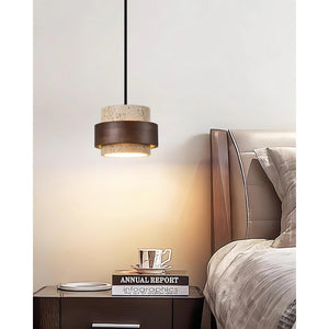Natural Travertine Cylinder Pendant Light