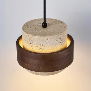 Natural Travertine Cylinder Pendant Light
