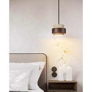 Natural Travertine Cylinder Pendant Light