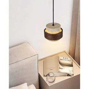 Natural Travertine Cylinder Pendant Light