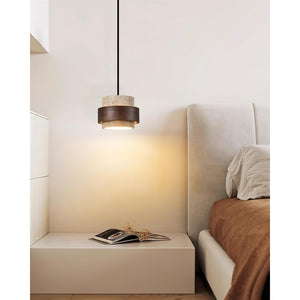 Natural Travertine Cylinder Pendant Light