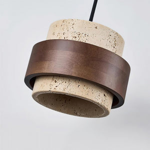 Natural Travertine Cylinder Pendant Light