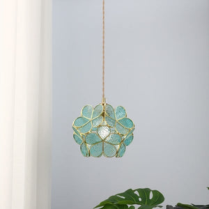 Modern Brass Flower Glass Pendant Light