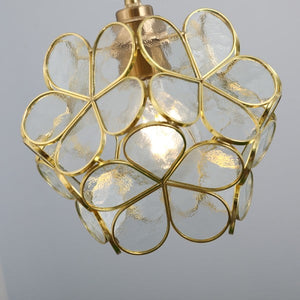 Modern Brass Flower Glass Pendant Light