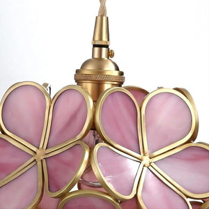 Modern Brass Flower Glass Pendant Light