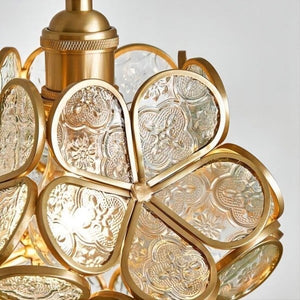 Modern Brass Flower Glass Pendant Light