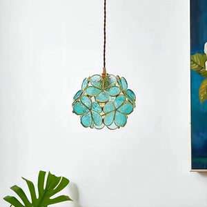 Modern Brass Flower Glass Pendant Light