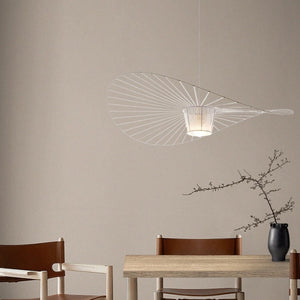 Vintage-Inspired Straw Hat Pendant Light