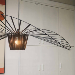 Vintage-Inspired Straw Hat Pendant Light