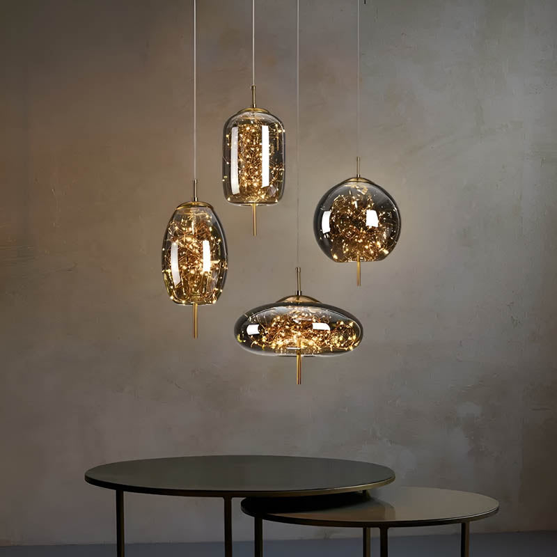 Modern Glass LED Pendant Light with Artistic Bubble Design