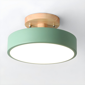 Glarefusion Round Semi Flush Wooden Ceiling Light