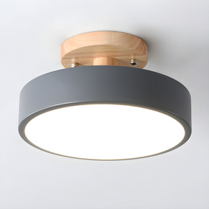 Glarefusion Round Semi Flush Wooden Ceiling Light