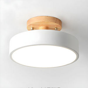 Glarefusion Round Semi Flush Wooden Ceiling Light