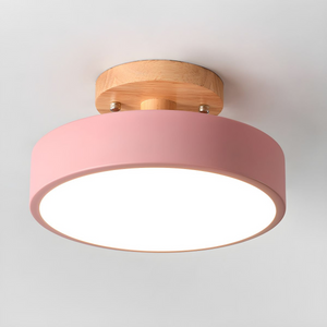 Glarefusion Round Semi Flush Wooden Ceiling Light