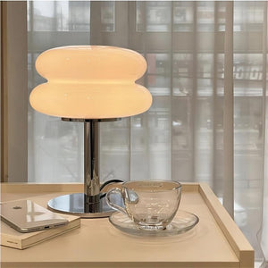 Striped Glass Mushroom Table Lamp Modern LED Light