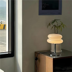 Striped Glass Mushroom Table Lamp Modern LED Light