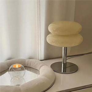 Striped Glass Mushroom Table Lamp Modern LED Light