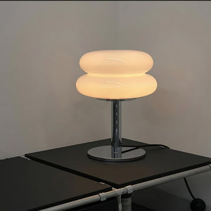 Striped Glass Mushroom Table Lamp Modern LED Light
