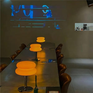 Striped Glass Mushroom Table Lamp Modern LED Light