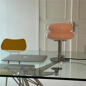 Striped Glass Mushroom Table Lamp Modern LED Light