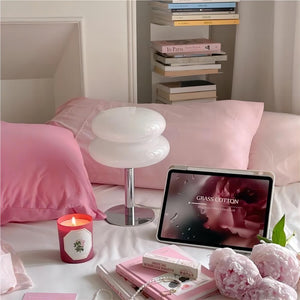 Striped Glass Mushroom Table Lamp Modern LED Light