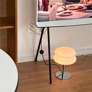 Striped Glass Mushroom Table Lamp Modern LED Light