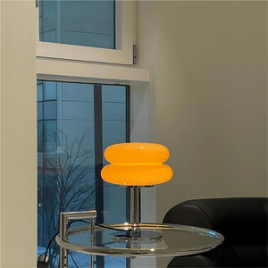 Striped Glass Mushroom Table Lamp Modern LED Light