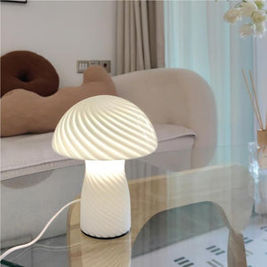 Striped Glass Mushroom Table Lamp Modern LED Light