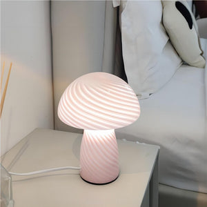 Striped Glass Mushroom Table Lamp Modern LED Light