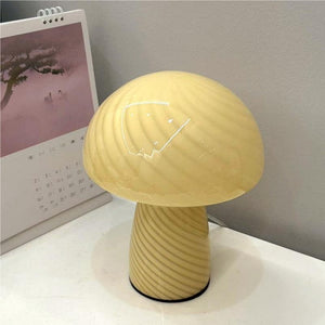 Striped Glass Mushroom Table Lamp Modern LED Light