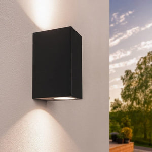 Modern Black Cube Wall Light with Up and Down LED Glow
