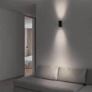 Modern Black Cube Wall Light with Up and Down LED Glow