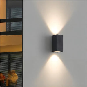 Modern Black Cube Wall Light with Up and Down LED Glow