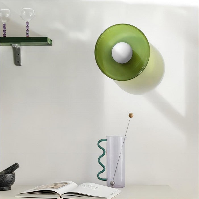 Morandi Glass Disc Orb Wall Light for Modern Interiors