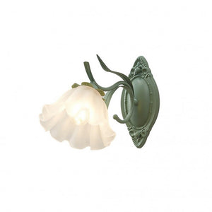 Vintage Lily Flower Wall Light with Frosted Glass Shade