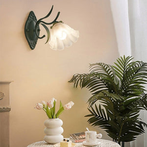 Vintage Lily Flower Wall Light with Frosted Glass Shade