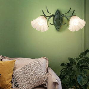 Vintage Lily Flower Wall Light with Frosted Glass Shade