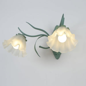Vintage Lily Flower Wall Light with Frosted Glass Shade