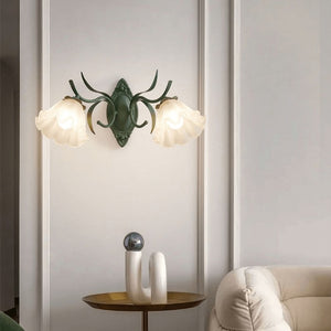 Vintage Lily Flower Wall Light with Frosted Glass Shade