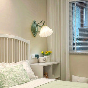 Vintage Lily Flower Wall Light with Frosted Glass Shade