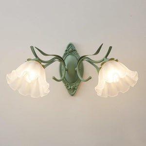 Vintage Lily Flower Wall Light with Frosted Glass Shade