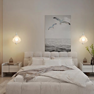 Vintage Lily Flower Wall Light with Frosted Glass Shade